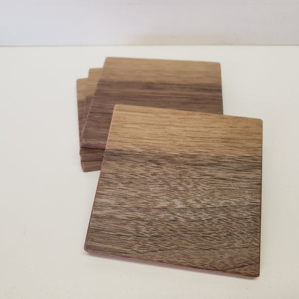 Personalized Wood Coasters - Set of 4 - Custom Engraved - Family Name