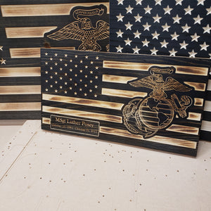 Custom Carved American Flag Subdued (Black Color)