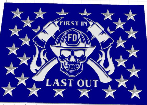 Firefighter First In Last Out Flag UNION SVG