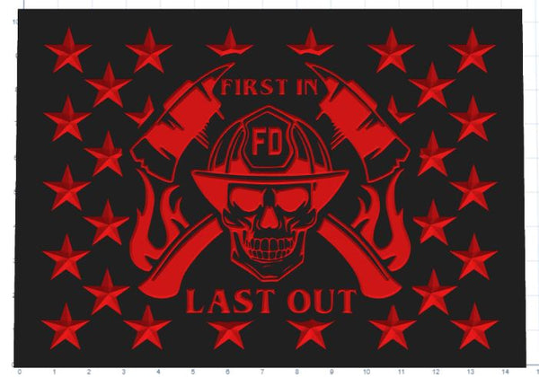 Firefighter First In Last Out Flag UNION SVG